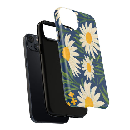 Daisy Floral IPhone Case-Tough Magnetic Cover ,Glossy Finish ,Retro Botanical Flower  Design.