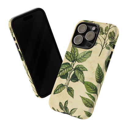Botanical Leaves Tough Phone Case — Vintage Green Plant Print