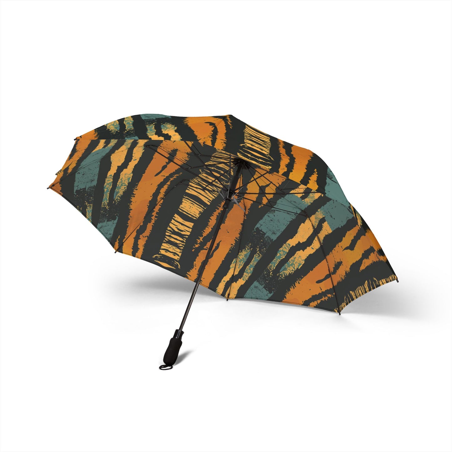 Tiger Stripe Foldable Umbrella — Compact Semi-Automatic Rain Parasol,Africa pattern .