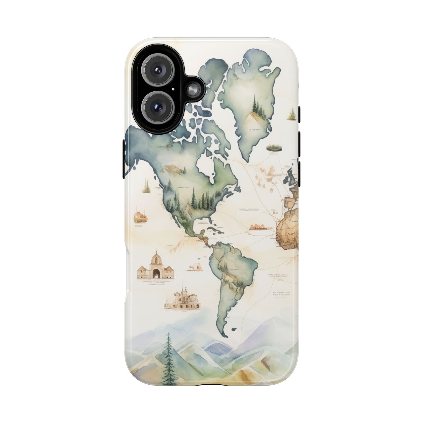 Hard Phone Case — Watercolor Fantasy Map Castle Design
