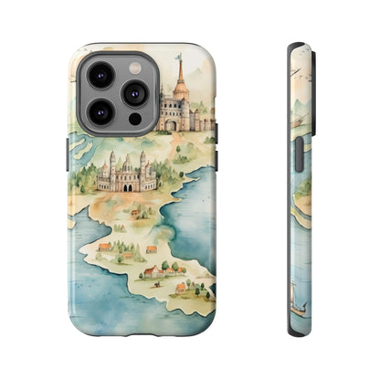 Hard Phone Case — Watercolor Fantasy Map Castle Design