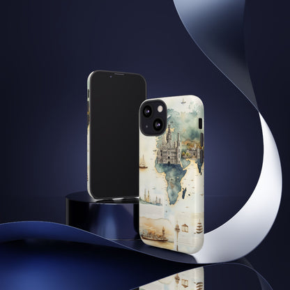 Hard Phone Case — Watercolor Fantasy Map Castle Design