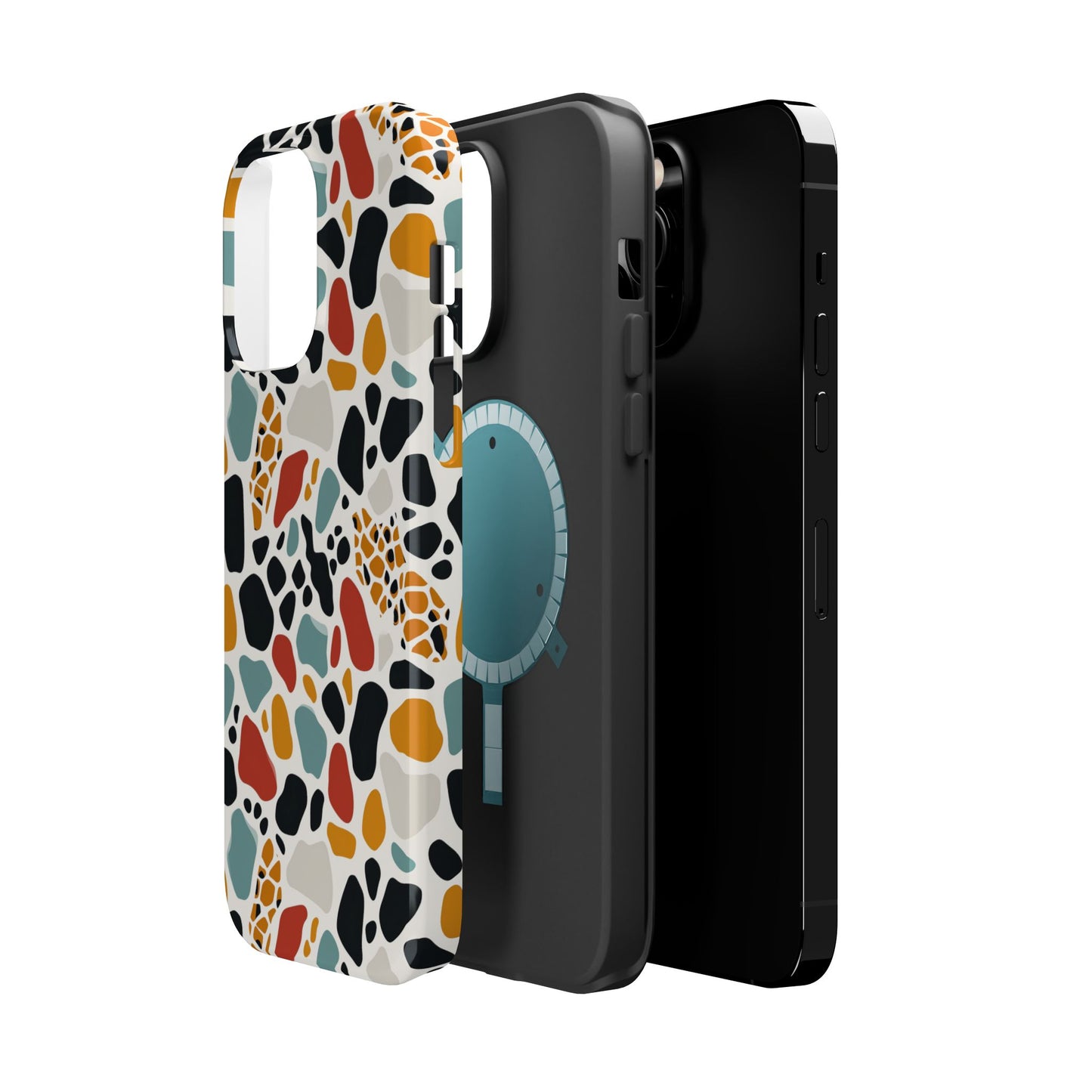 Terrazzo Pattern Magnetic Impact Phone Case — Colorful Retro Pebble Design