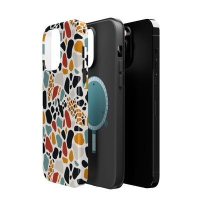 Terrazzo Pattern Magnetic Impact Phone Case — Colorful Retro Pebble Design