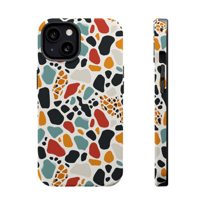 Terrazzo Pattern Magnetic Impact Phone Case — Colorful Retro Pebble Design
