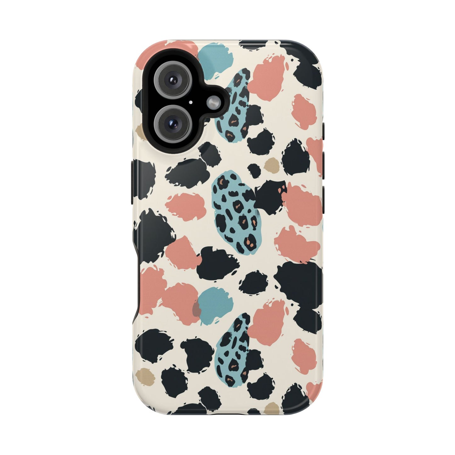 Leopard Splash Magnetic Impact Phone Case — Teal & Coral Animal Print