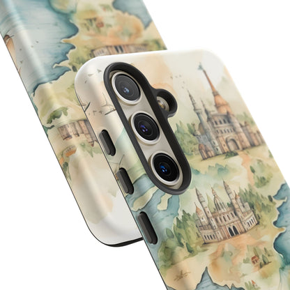 Hard Phone Case — Watercolor Fantasy Map Castle Design