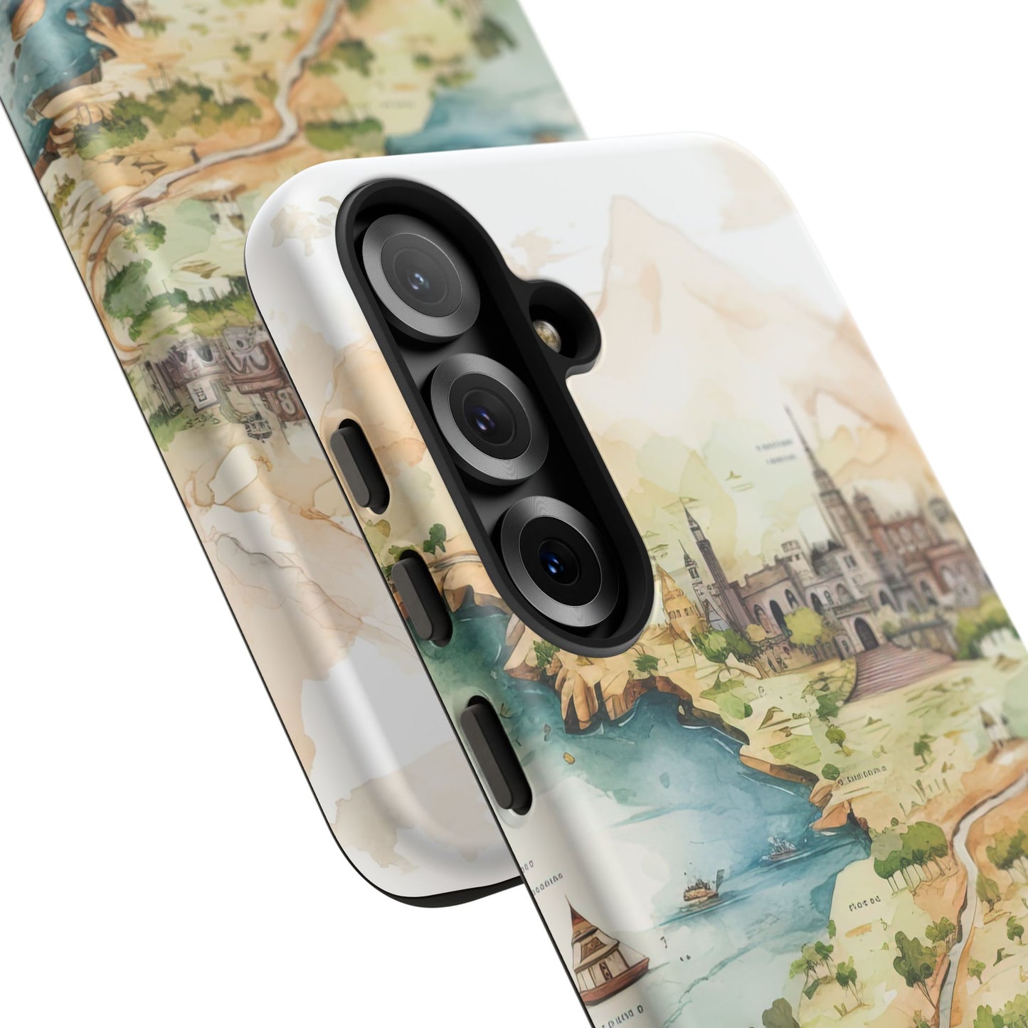 Hard Phone Case — Watercolor Fantasy Map Castle Design