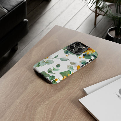 Sunflower & Eucalyptus Tough Phone Case — Protective Floral iPhone Case