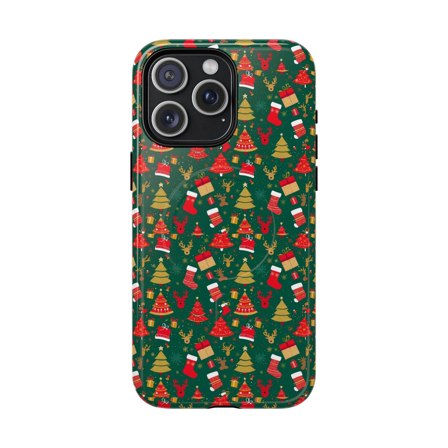 Christmas Tough Magnetic Phone Case | Festive Holiday Accessory | Cute Santa & Tree Design, Gift for Him/Her, Seasonal Tech