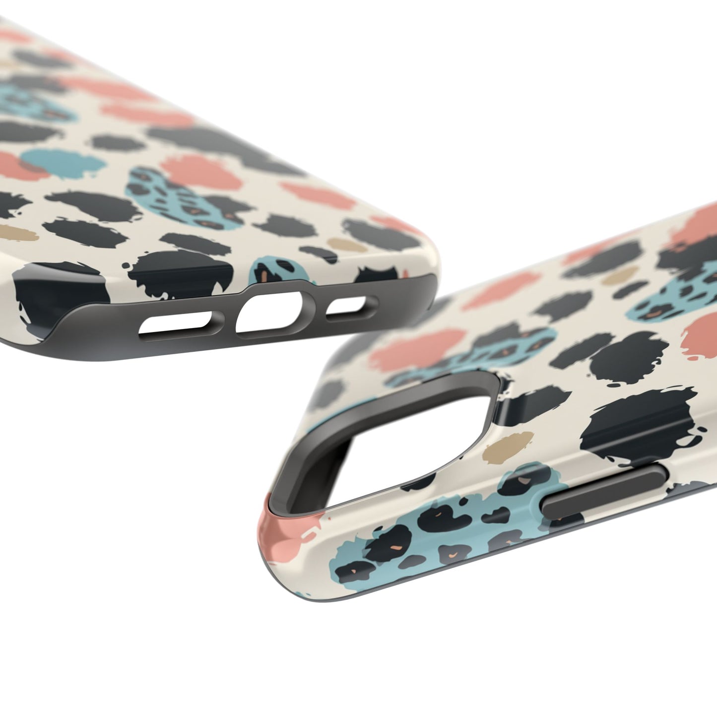 Leopard Splash Magnetic Impact Phone Case — Teal & Coral Animal Print