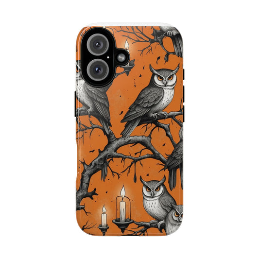 Owl-Themed Tough Phone Case, Halloween Decor, Unique Gift for Nature Lovers, Phone Accessories, Fall Vibes
