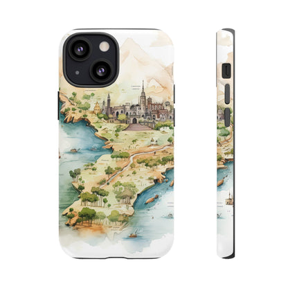 Hard Phone Case — Watercolor Fantasy Map Castle Design