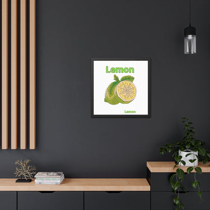 Lemon Framed Poster, Bright Home Decor, Kitchen Art, Gift for Citrus Lovers, Fresh Farmhouse Style
