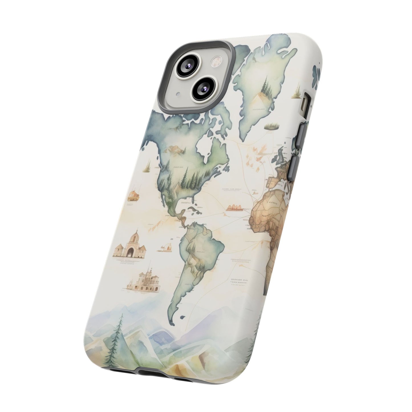 Hard Phone Case — Watercolor Fantasy Map Castle Design