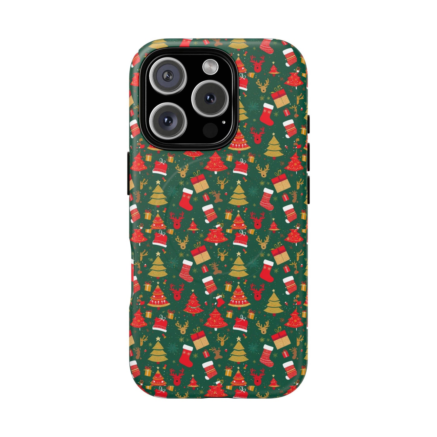 Christmas Tough Magnetic Phone Case | Festive Holiday Accessory | Cute Santa & Tree Design, Gift for Him/Her, Seasonal Tech