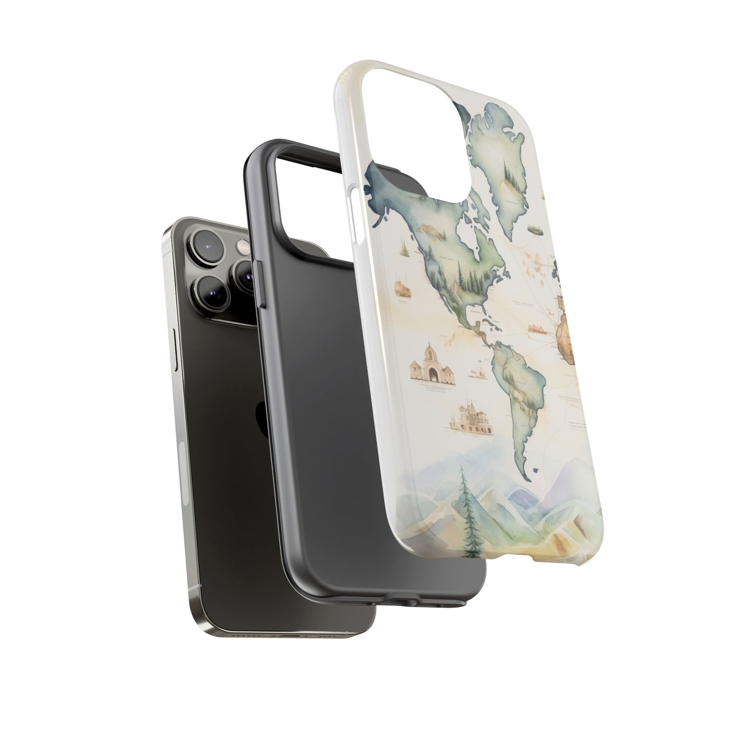 Hard Phone Case — Watercolor Fantasy Map Castle Design