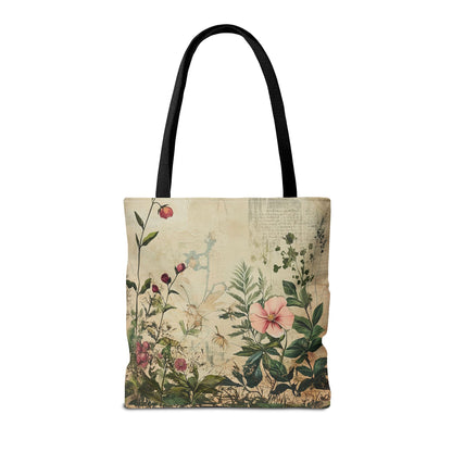 Vintage Floral Tote Bag — Botanical Garden Print AOP