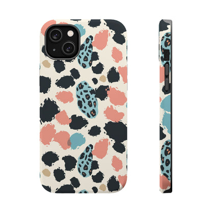 Leopard Splash Magnetic Impact Phone Case — Teal & Coral Animal Print