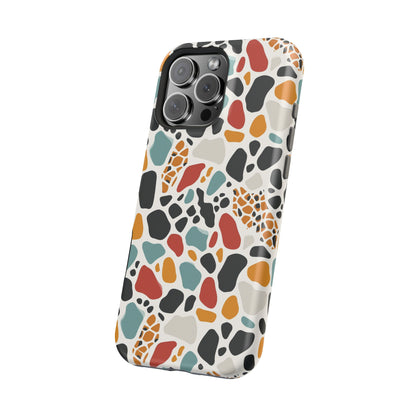 Terrazzo Pattern Magnetic Impact Phone Case — Colorful Retro Pebble Design