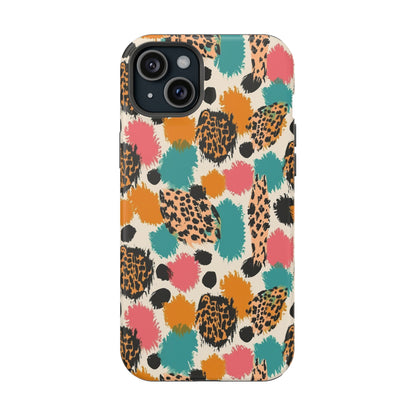 Leopard Splash Magnetic Impact Phone Case — Colorful Abstract Animal Print