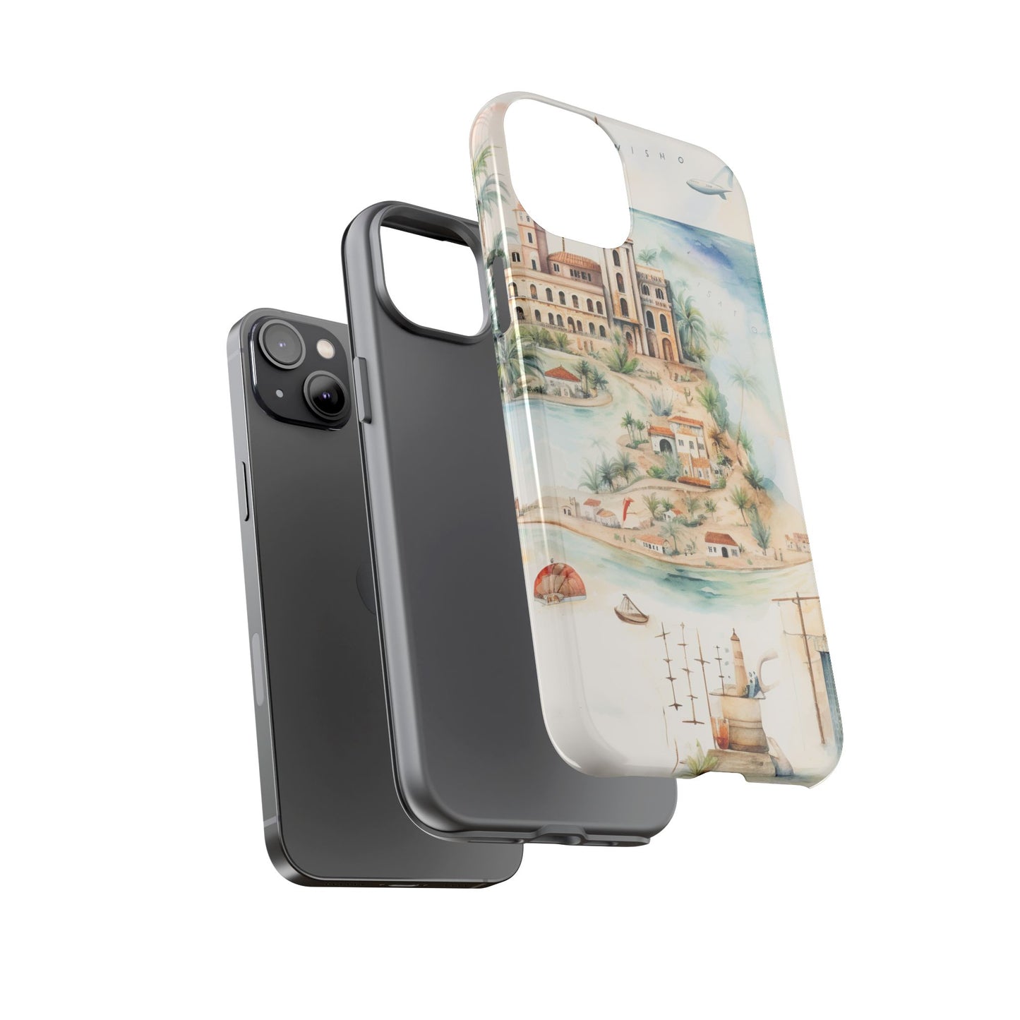 Hard Phone Case — Watercolor Fantasy Map Castle Design