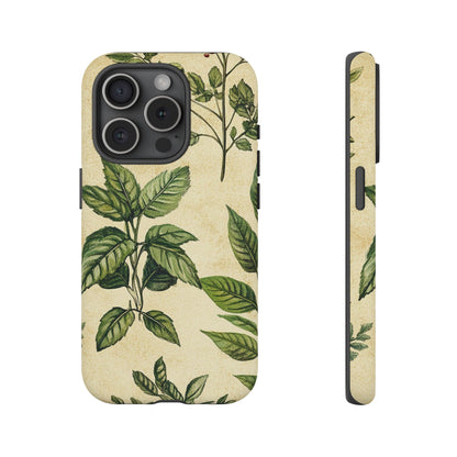 Botanical Leaves Tough Phone Case — Vintage Green Plant Print