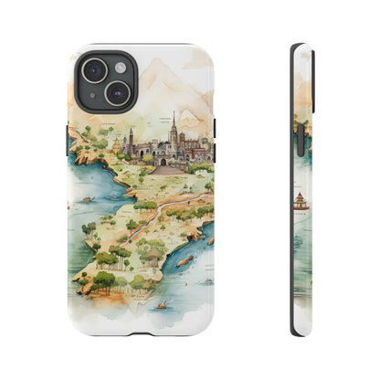 Hard Phone Case — Watercolor Fantasy Map Castle Design