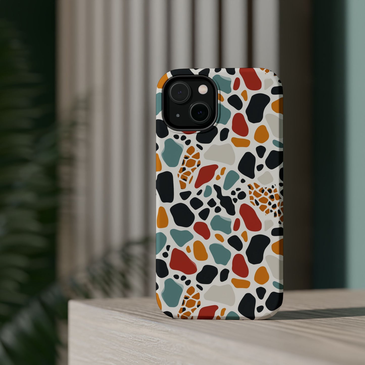 Terrazzo Pattern Magnetic Impact Phone Case — Colorful Retro Pebble Design