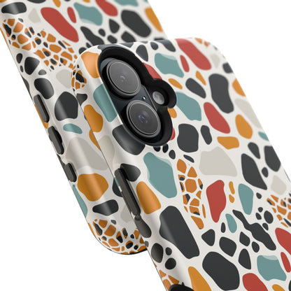 Terrazzo Pattern Magnetic Impact Phone Case — Colorful Retro Pebble Design