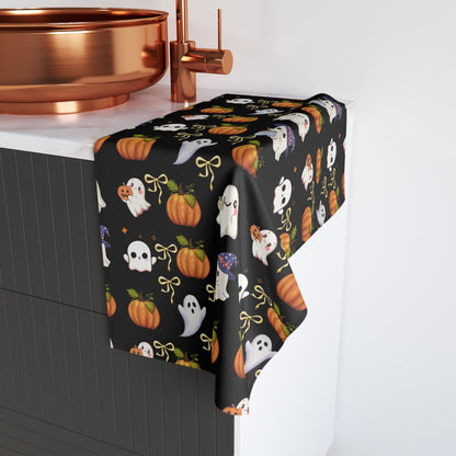 Halloween-Themed Hand Towel, Spooky Kitchen Decor, Ghost Pumpkin Towel, Holiday Gift, Farmhouse Style