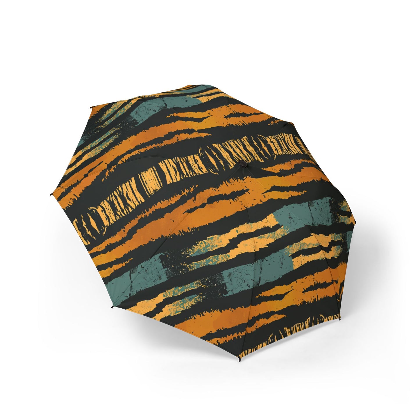 Tiger Stripe Foldable Umbrella — Compact Semi-Automatic Rain Parasol,Africa pattern .
