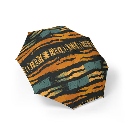 Tiger Stripe Foldable Umbrella — Compact Semi-Automatic Rain Parasol,Africa pattern .