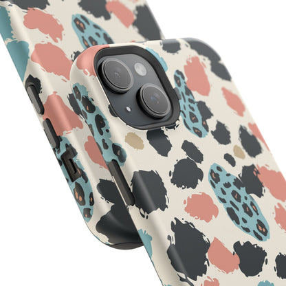 Leopard Splash Magnetic Impact Phone Case — Teal & Coral Animal Print