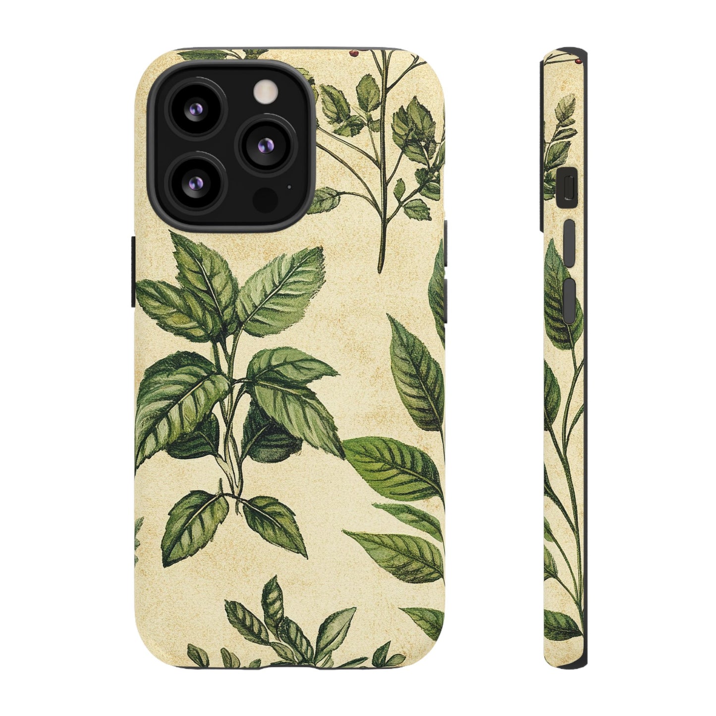 Botanical Leaves Tough Phone Case — Vintage Green Plant Print