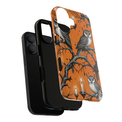 Owl-Themed Tough Phone Case, Halloween Decor, Unique Gift for Nature Lovers, Phone Accessories, Fall Vibes