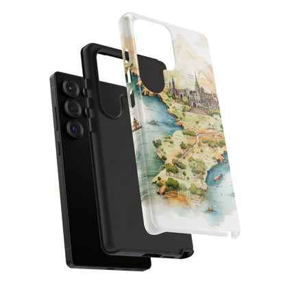 Hard Phone Case — Watercolor Fantasy Map Castle Design