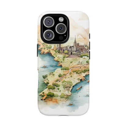 Hard Phone Case — Watercolor Fantasy Map Castle Design