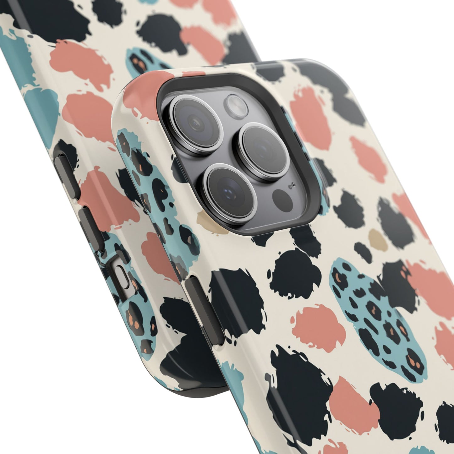 Leopard Splash Magnetic Impact Phone Case — Teal & Coral Animal Print