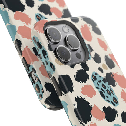 Leopard Splash Magnetic Impact Phone Case — Teal & Coral Animal Print
