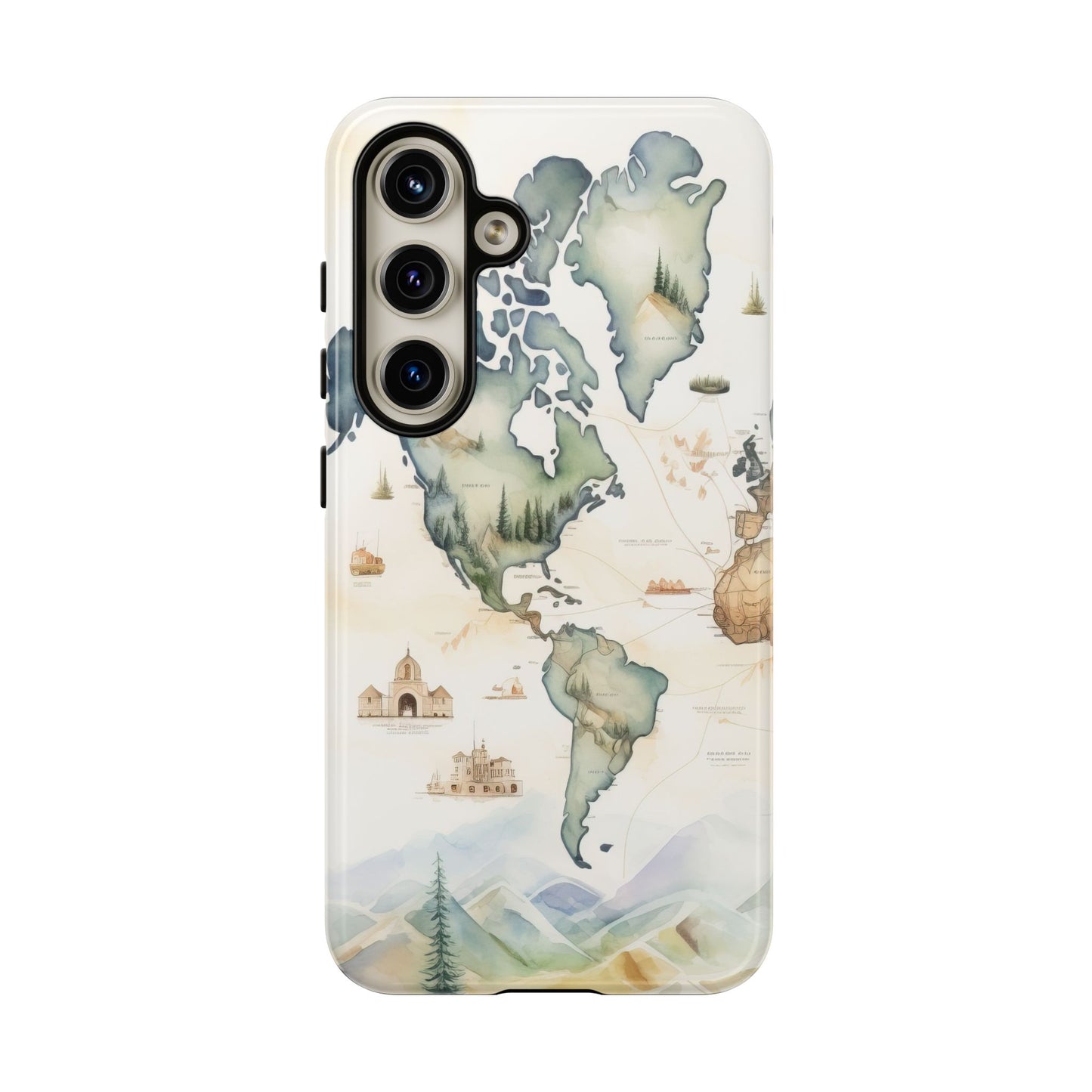 Hard Phone Case — Watercolor Fantasy Map Castle Design
