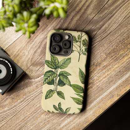 Botanical Leaves Tough Phone Case — Vintage Green Plant Print