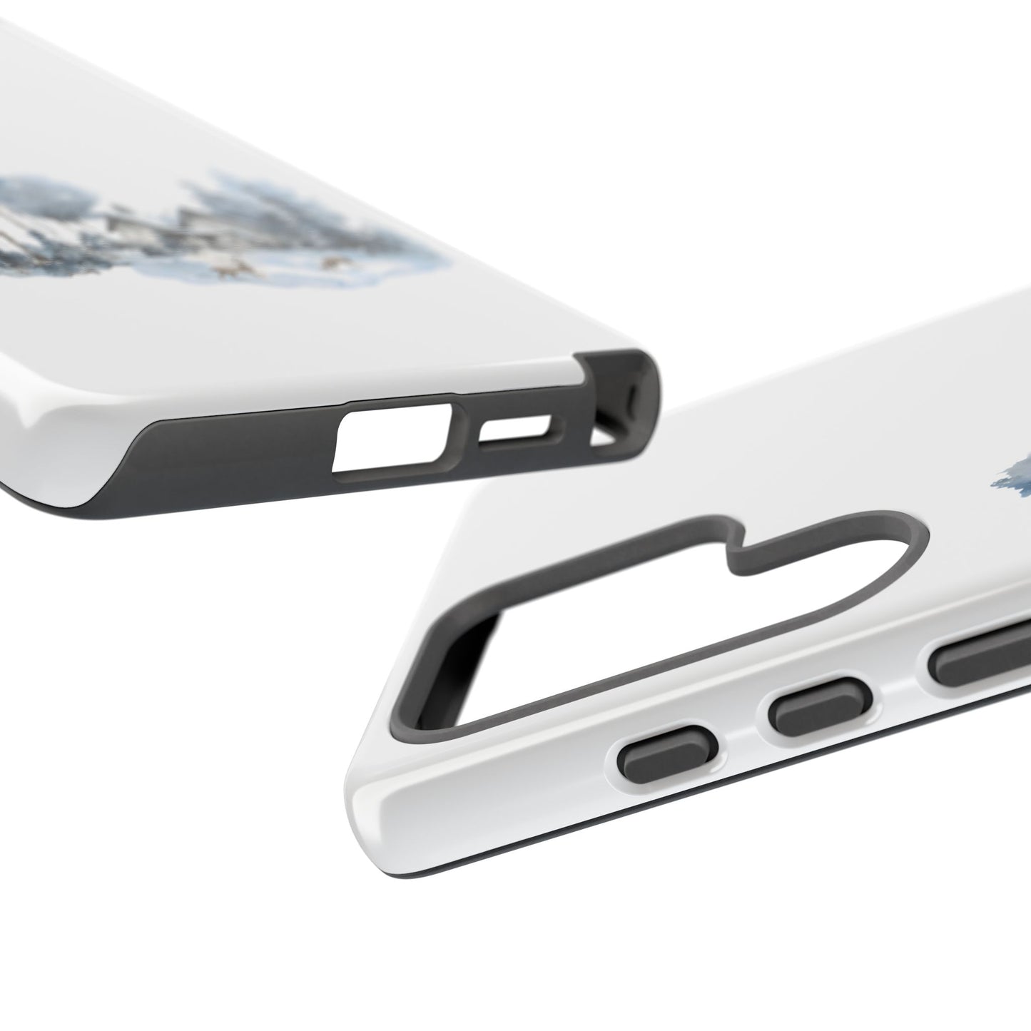 Nature-Inspired Tough Phone Case with Winter Cabin Design