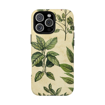 Botanical Leaves Tough Phone Case — Vintage Green Plant Print