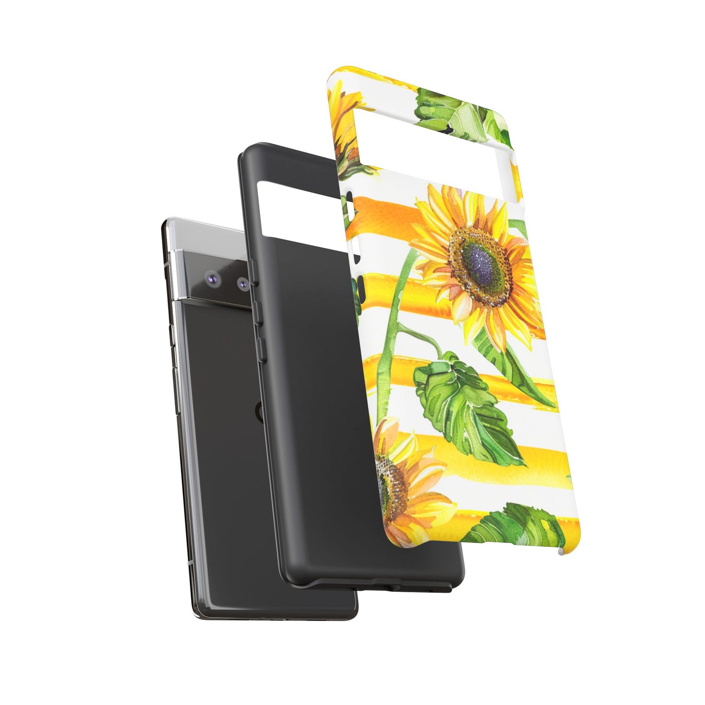 Sunflower Stripes Phone Case - Bright Floral Tough Case