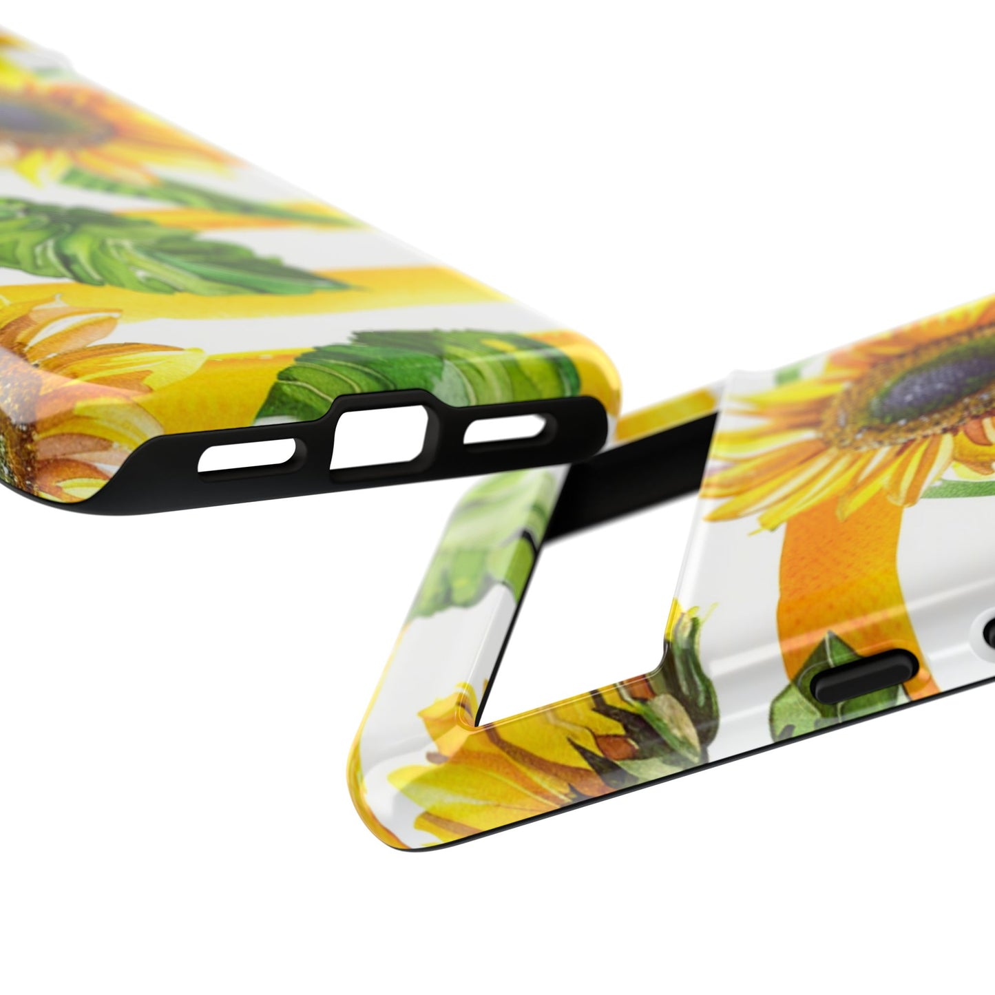 Sunflower Stripes Phone Case - Bright Floral Tough Case