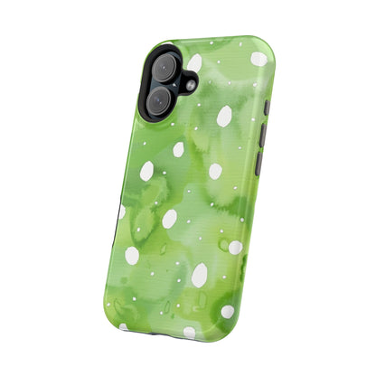 Green Watercolor Polka Dot Magnetic Impact Phone Case