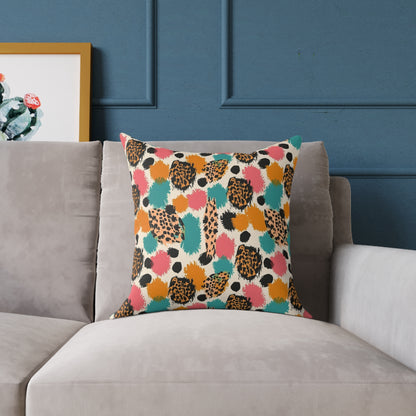 Leopard Spot Abstract Throw Pillow — Colorful Modern Animal Print Cushion