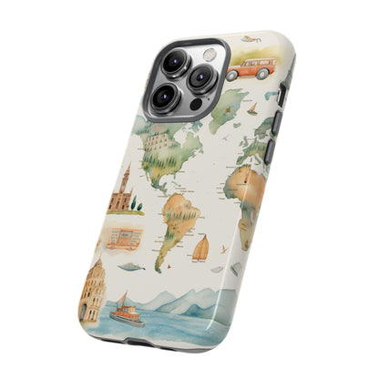 Hard Phone Case — Watercolor Fantasy Map Castle Design