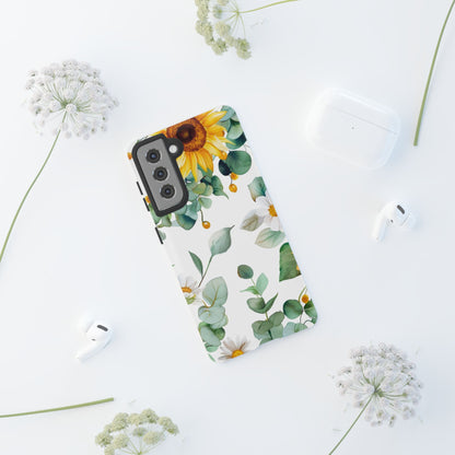 Sunflower & Eucalyptus Tough Phone Case — Protective Floral iPhone Case